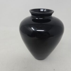 Two's Company Handblown Glass Vase Opaque Black Glossy Bud Vase Modern Decor
